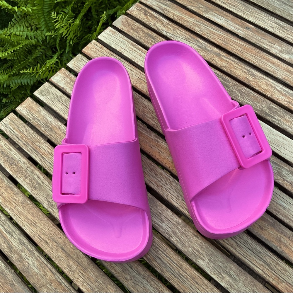NWOT Vibrant Pink Slide Sandals